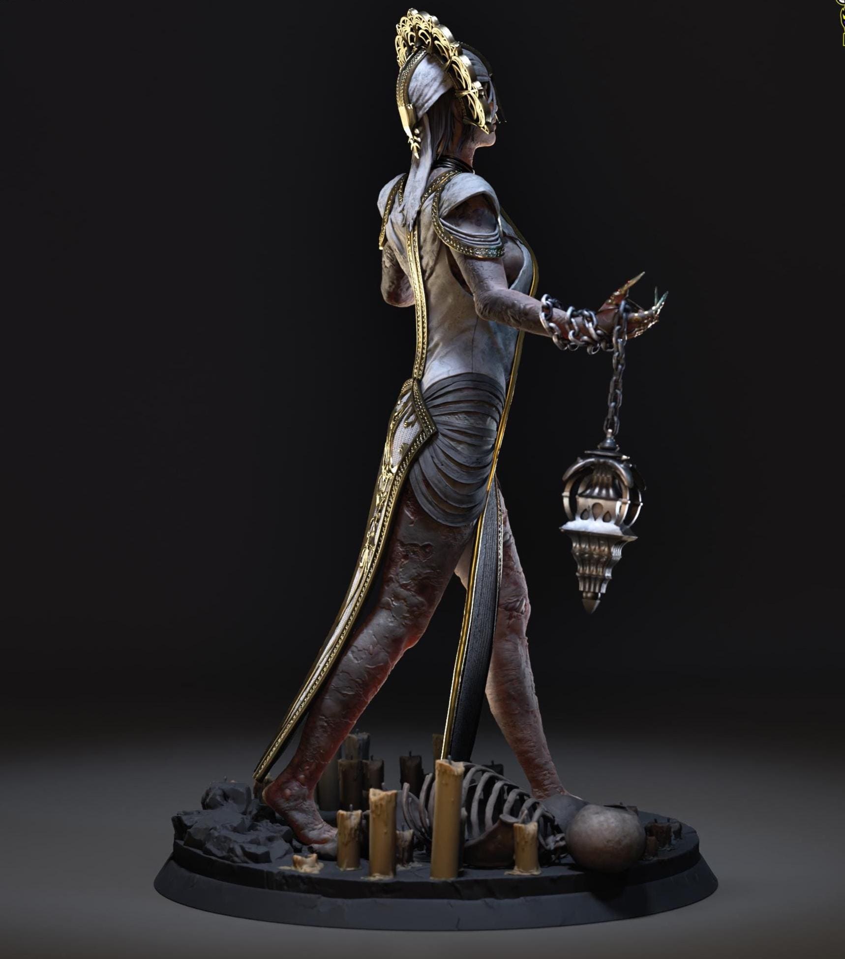 Figurine of Undead Priestess – Hand Painted 1/6 Scale Custom Resin Statue