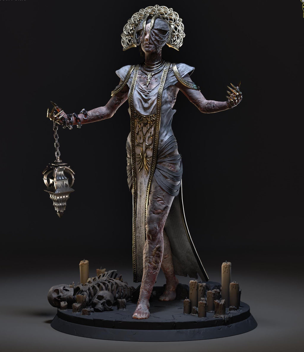 Figurine of Undead Priestess – Hand Painted 1/6 Scale Custom Resin Statue