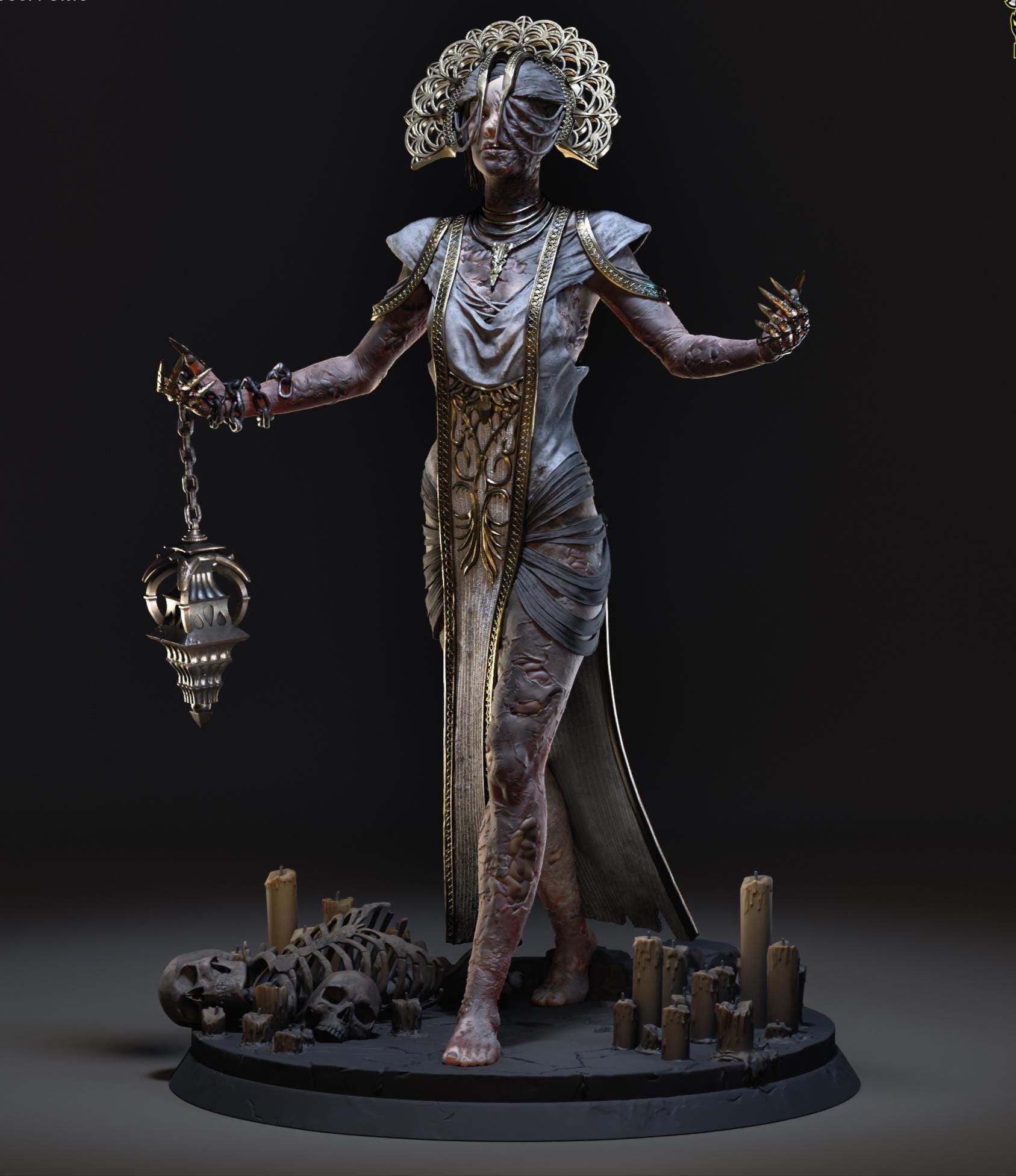 Figurine of Undead Priestess – Hand Painted 1/6 Scale Custom Resin Statue