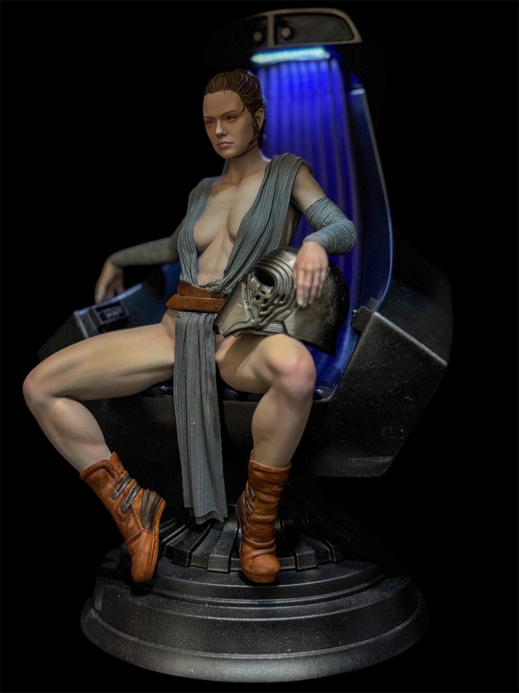 Custom Rey Throne Figurine – Hand Painted 1/6 Scale Resin Statue with led lights
