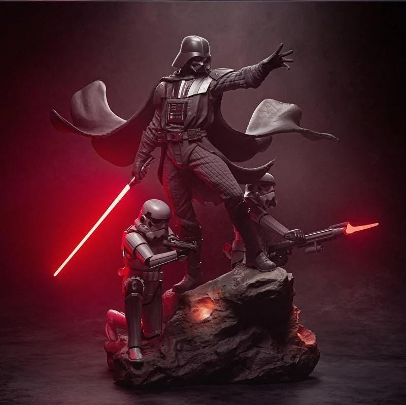 Custom Painted Dark Galactic Overlord Figurine – hand painted Statue with Troopers diorama