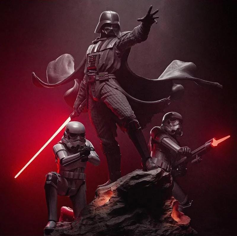 Custom Painted Dark Galactic Overlord Figurine – hand painted Statue with Troopers diorama
