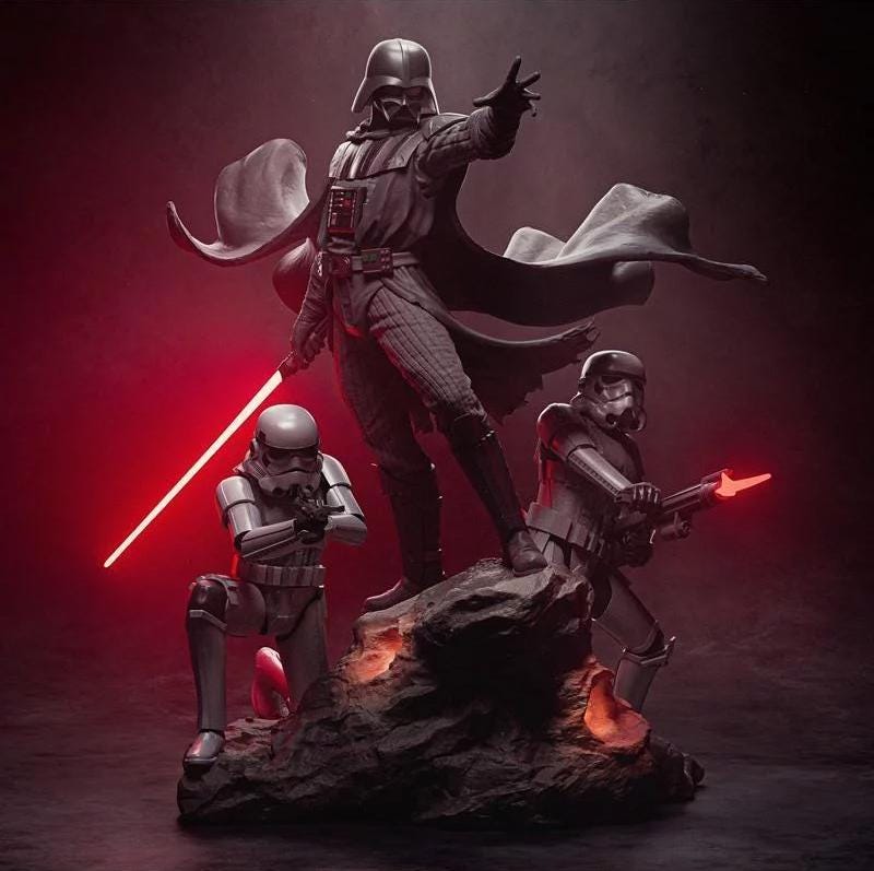 Custom Painted Dark Galactic Overlord Figurine – hand painted Statue with Troopers diorama