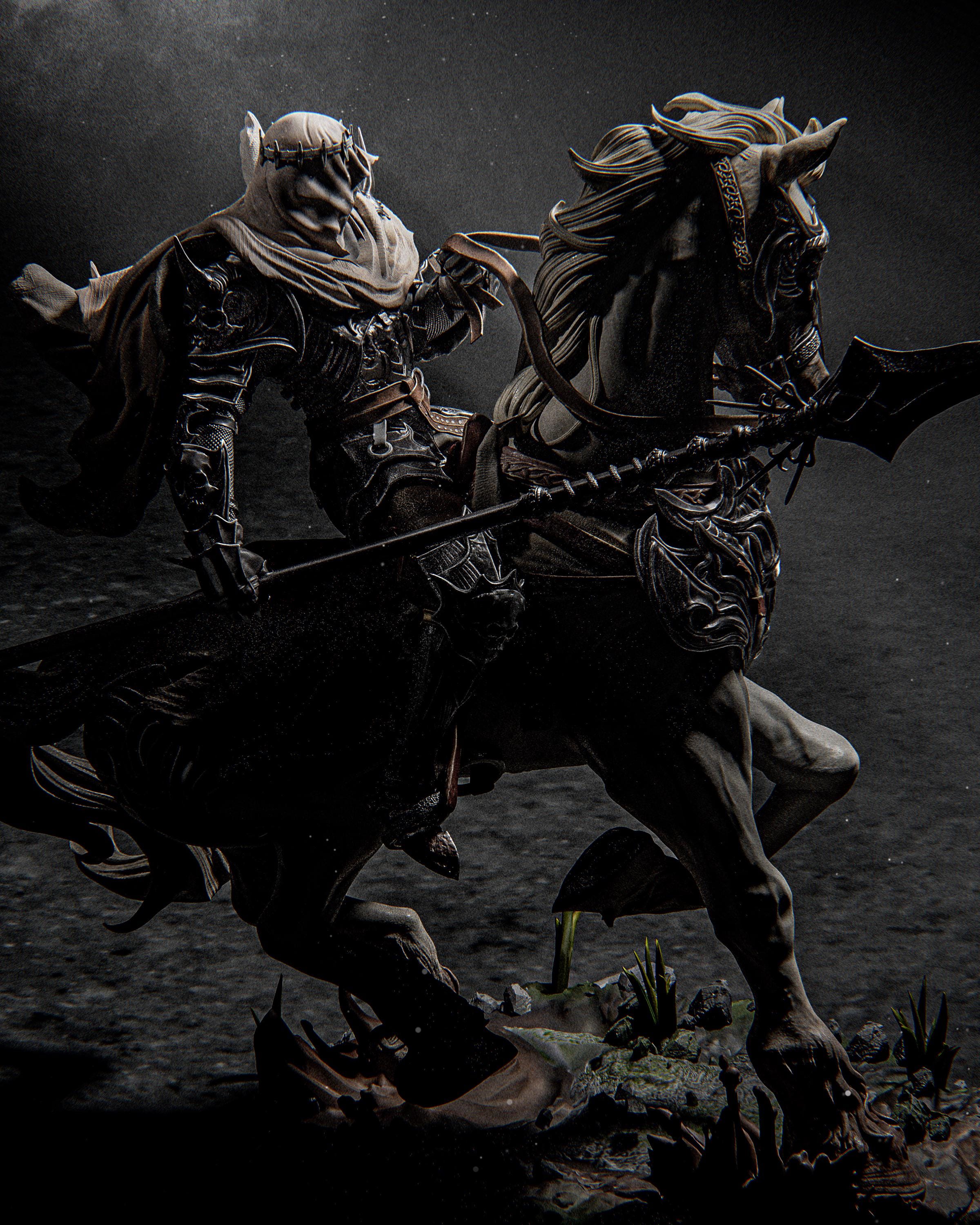 Dark Knight Dareios on Horseback – 1/6 Scale hand painted