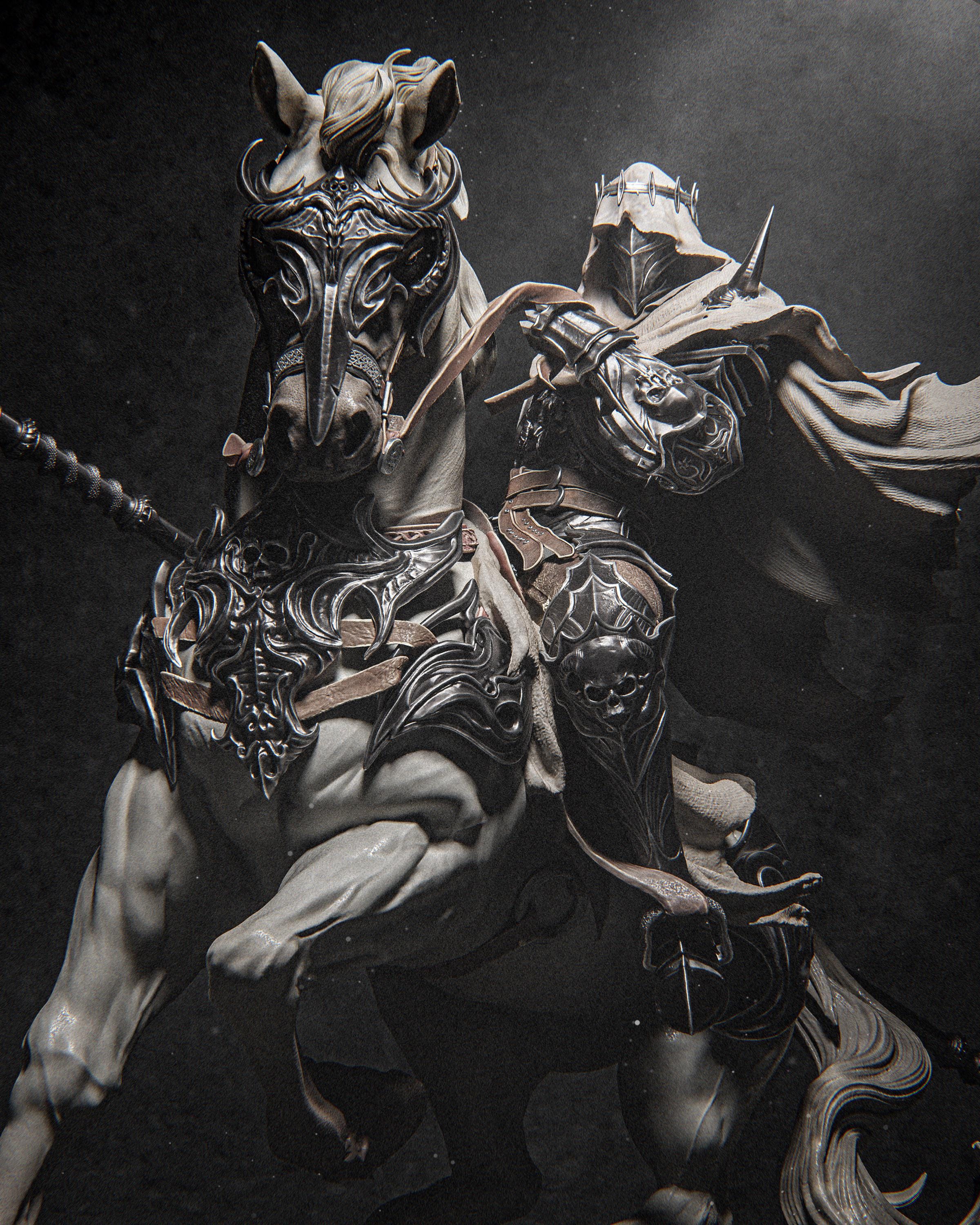 Dark Knight Dareios on Horseback – 1/6 Scale hand painted