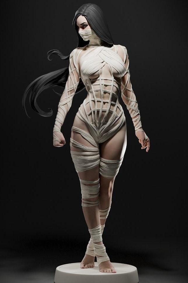 Hand Painted Mummy Goddess Figurine – 1/6 Scale