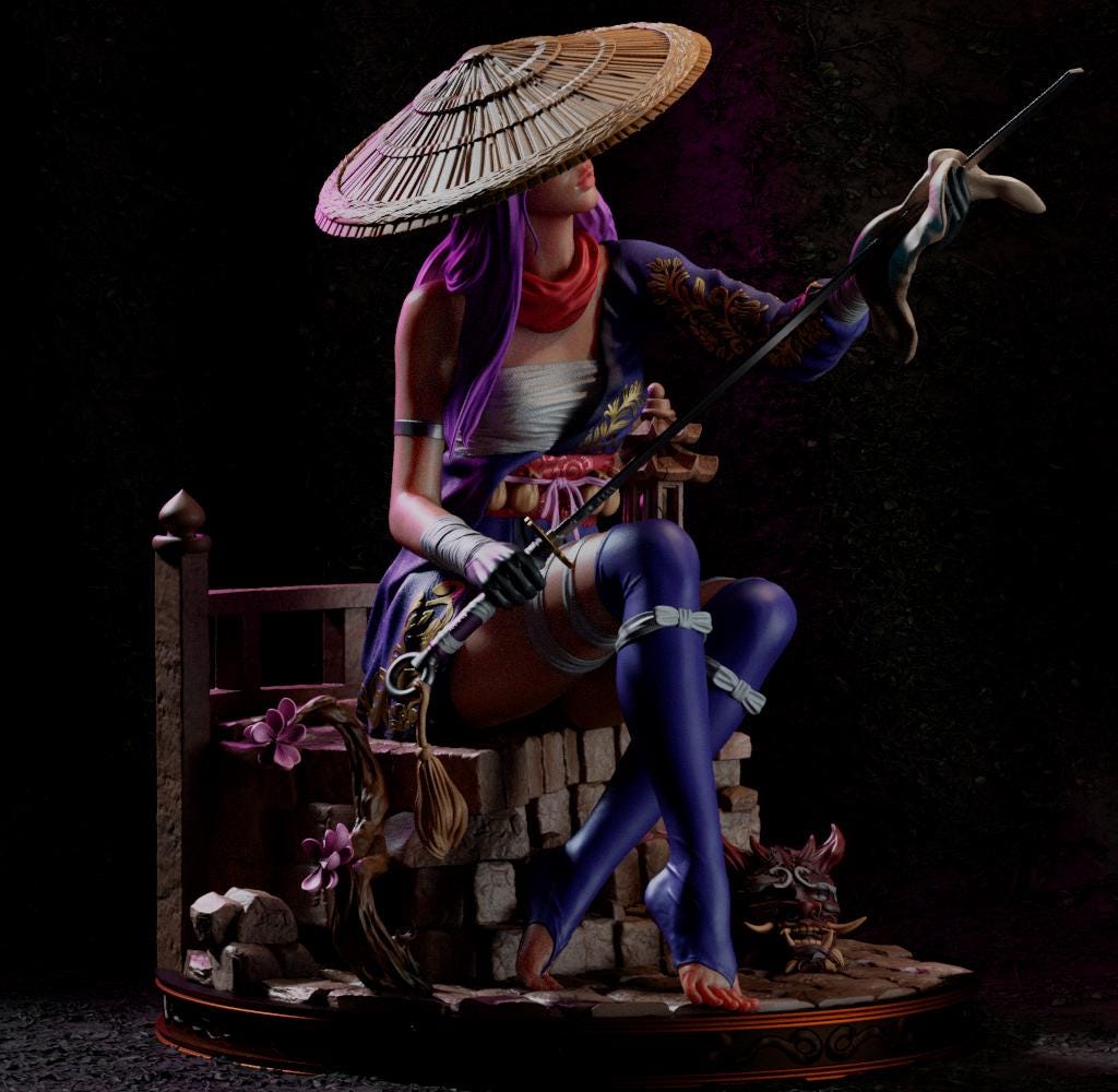 Samurai Kunoichi psy locke Figurine – 1/6 or 1/4 / hand painted