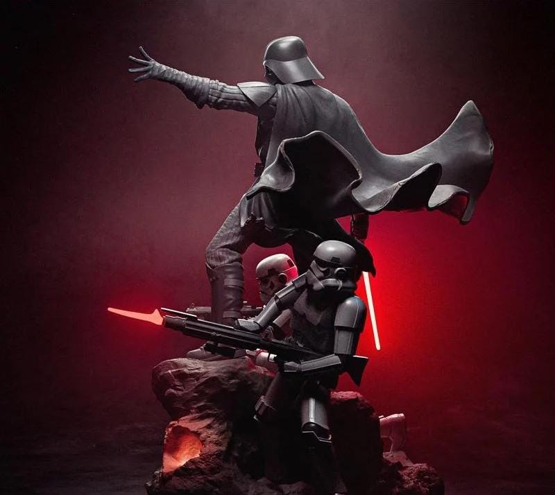 Custom Painted Dark Galactic Overlord Figurine – hand painted Statue with Troopers diorama