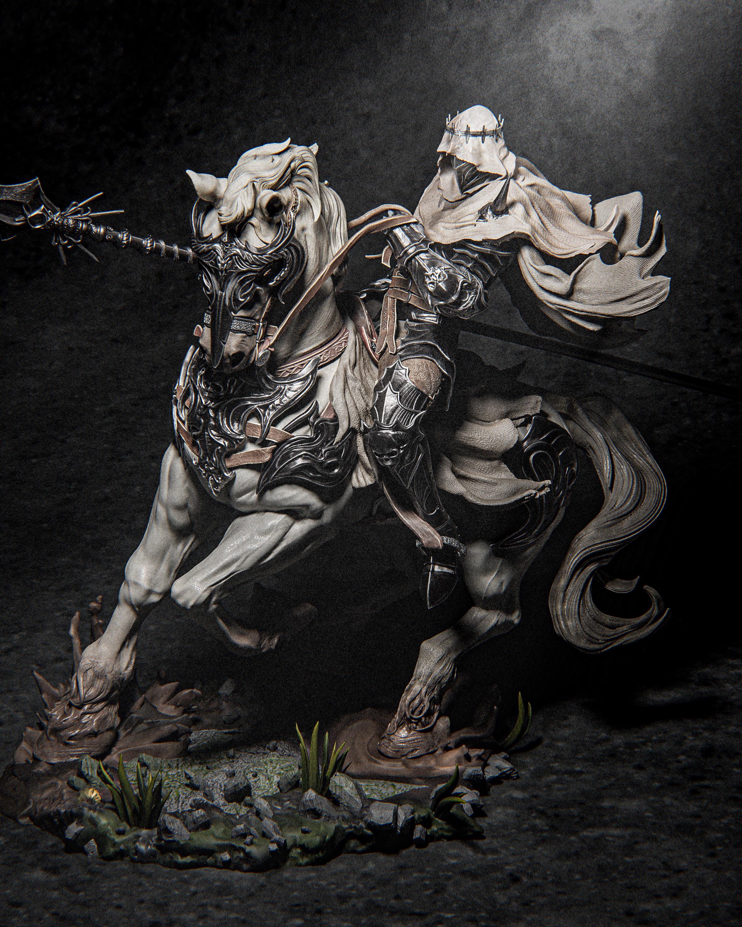 Dark Knight Dareios on Horseback – 1/6 Scale hand painted