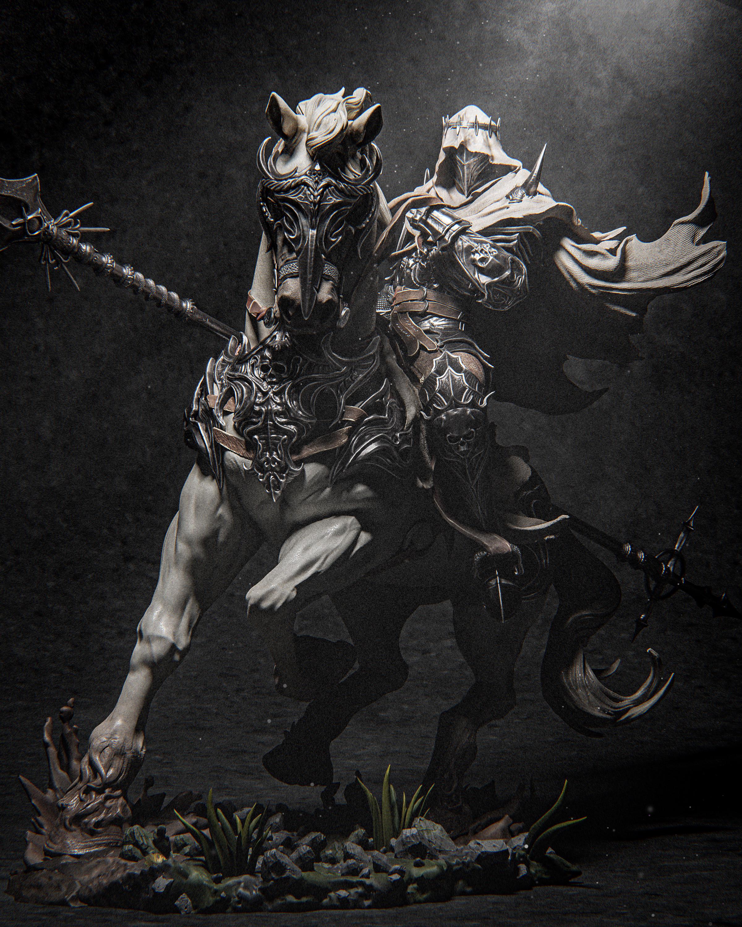 Dark Knight Dareios on Horseback – 1/6 Scale hand painted