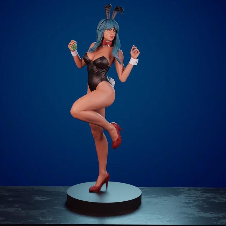 Bunny Tech Girl Custom Figurine – Hand Painted 1/6 or 1/4 Scale Statue