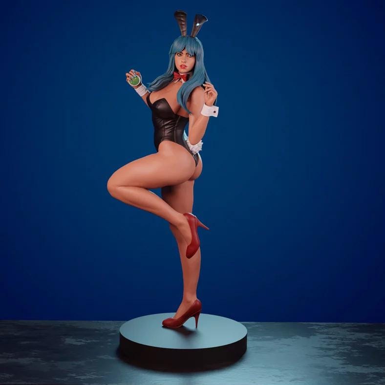 Bunny Tech Girl Custom Figurine – Hand Painted 1/6 or 1/4 Scale Statue