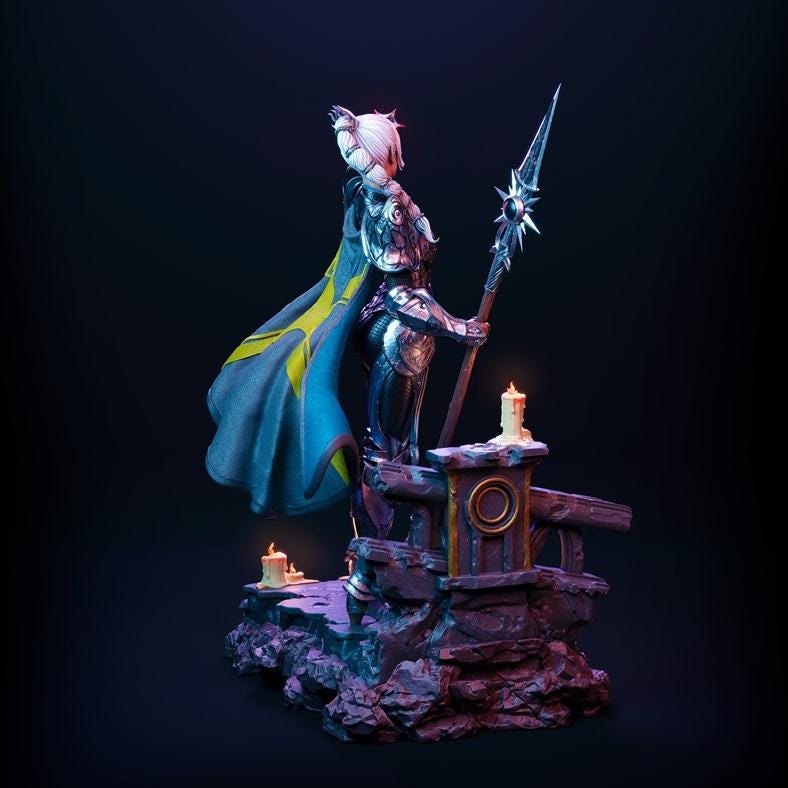 Arcane Shadow Sorceress Custom Figurine – Hand Painted 1/6 or 1/4 Scale Statue