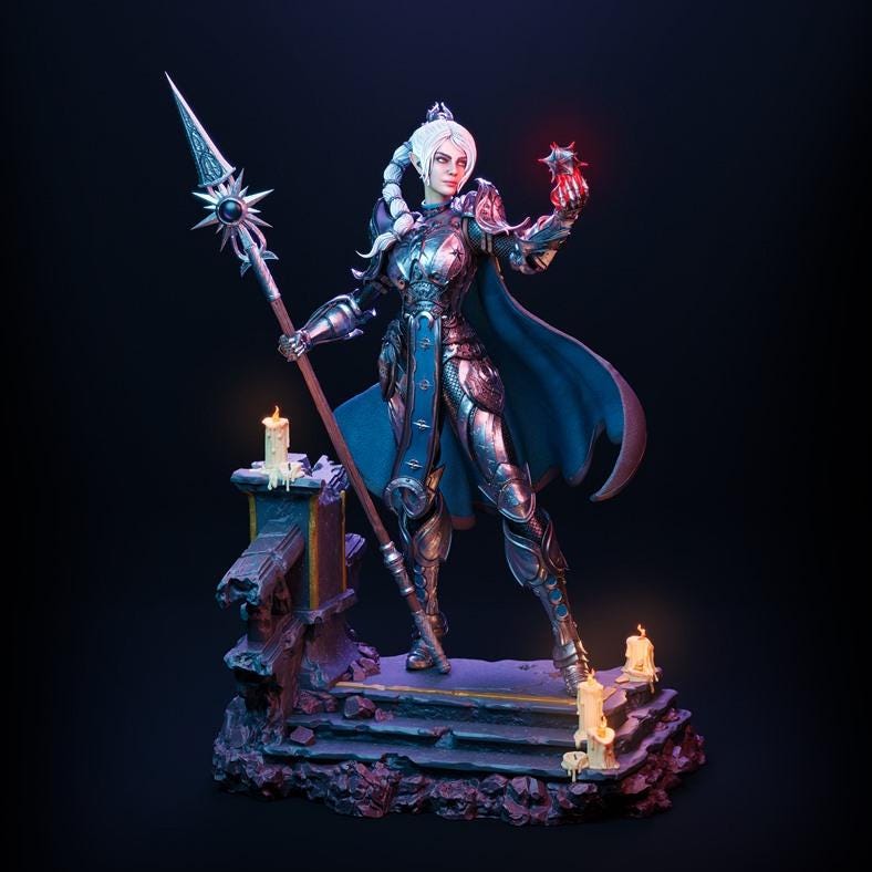 Arcane Shadow Sorceress Custom Figurine – Hand Painted 1/6 or 1/4 Scale Statue