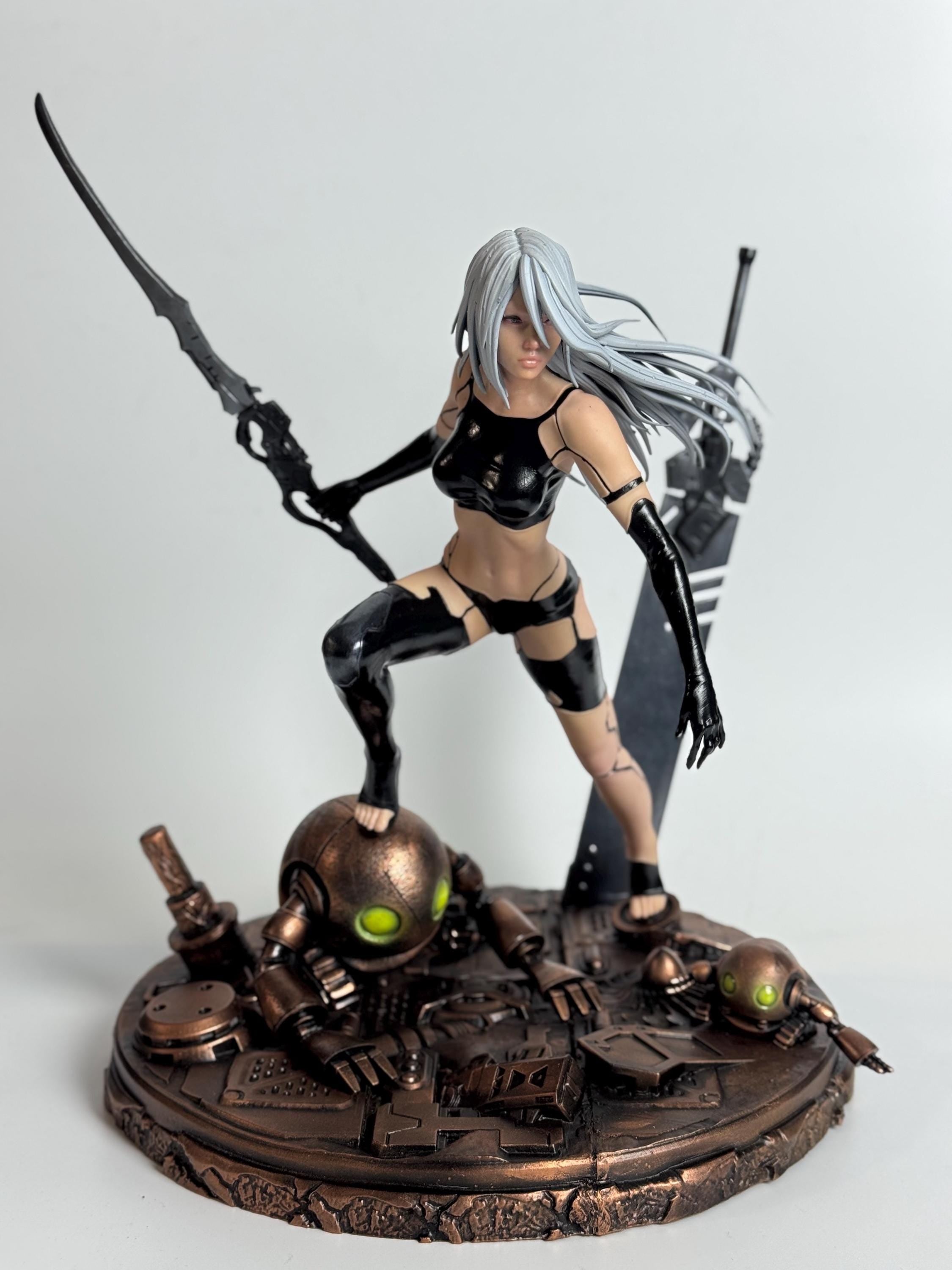 Cyber Warrior Girl Figurine – 1:6 Scale Hand-Painted Anime Statue