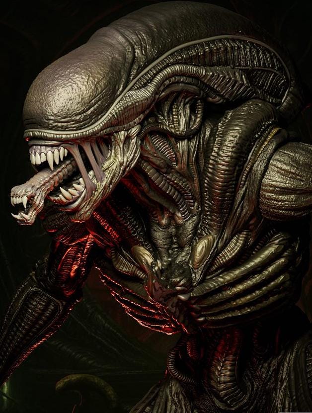 Bio-Terror Apex Predator – 1/6 Scale Custom xenomorph Figurine • hand Painted Horror Diorama