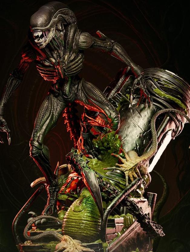 Bio-Terror Apex Predator – 1/6 Scale Custom xenomorph Figurine • hand Painted Horror Diorama