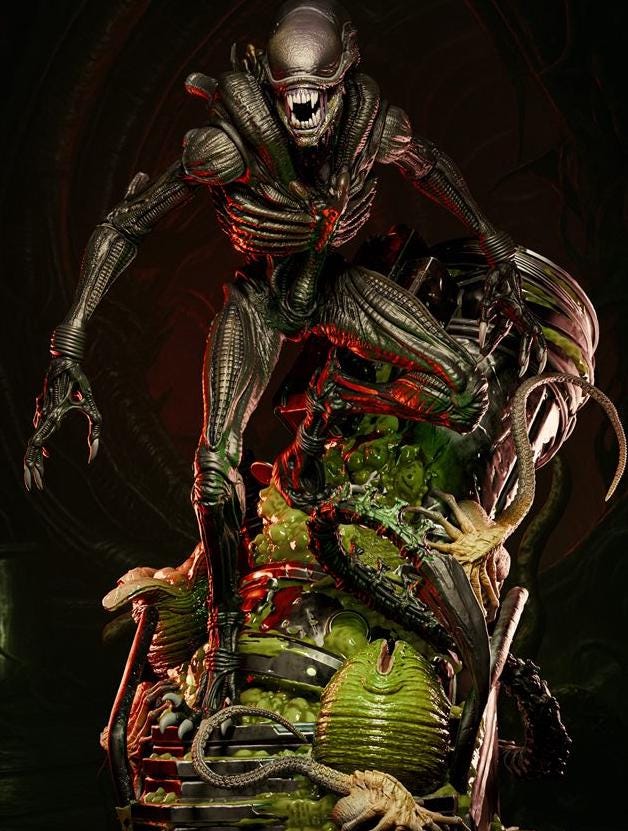 Bio-Terror Apex Predator – 1/6 Scale Custom xenomorph Figurine • hand Painted Horror Diorama