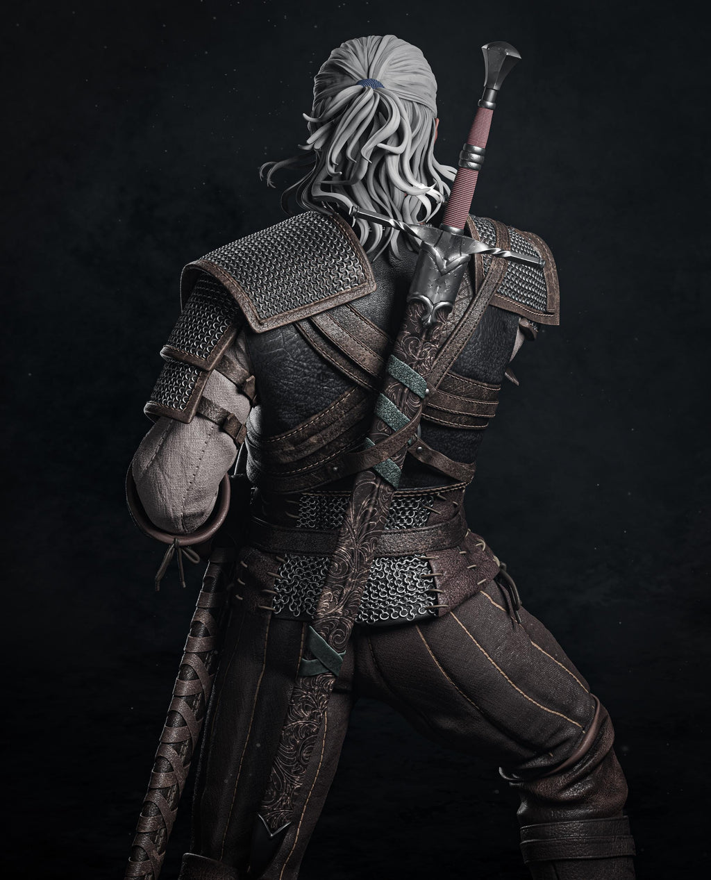 Painted Custom Figurine – Monster Slayer Geralt Warrior • 1/6 Scale or 1/4