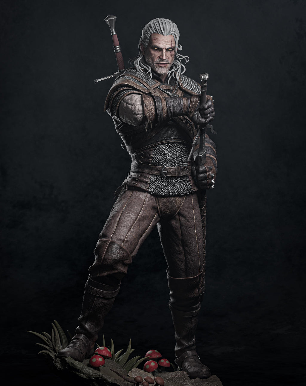 Painted Custom Figurine – Monster Slayer Geralt Warrior • 1/6 Scale or 1/4
