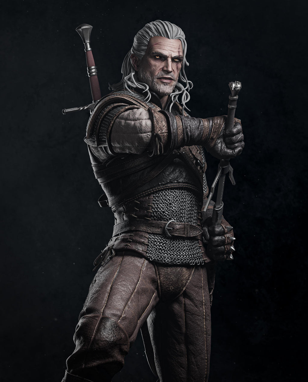 Painted Custom Figurine – Monster Slayer Geralt Warrior • 1/6 Scale or 1/4