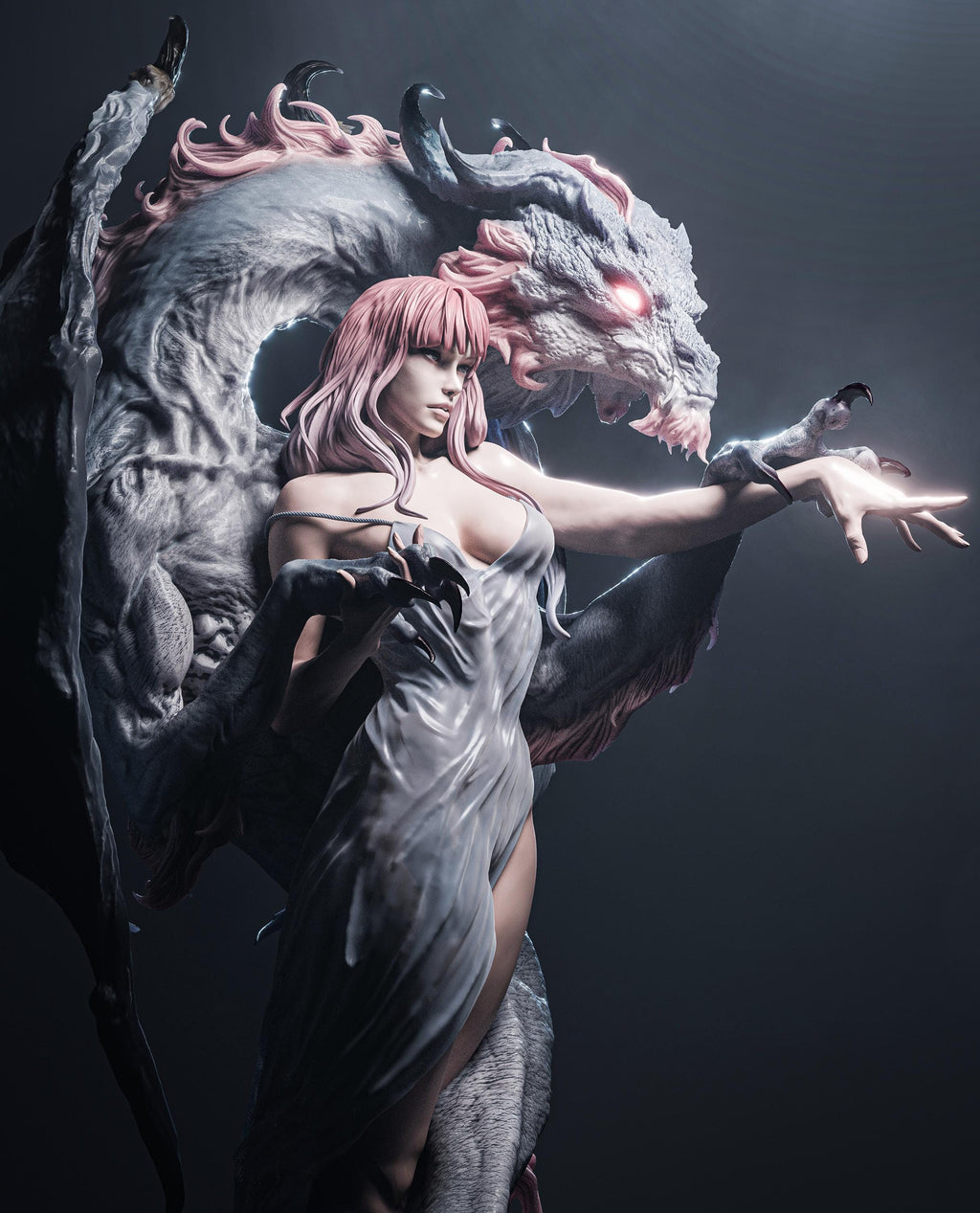 Dragon Lady Painted Custom Figurine – Dragonbound Sorceress Statue • 1/6 Scale or 1/4