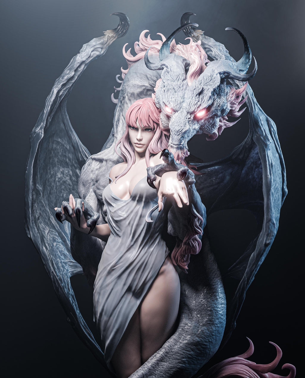 Dragon Lady Painted Custom Figurine – Dragonbound Sorceress Statue • 1/6 Scale or 1/4