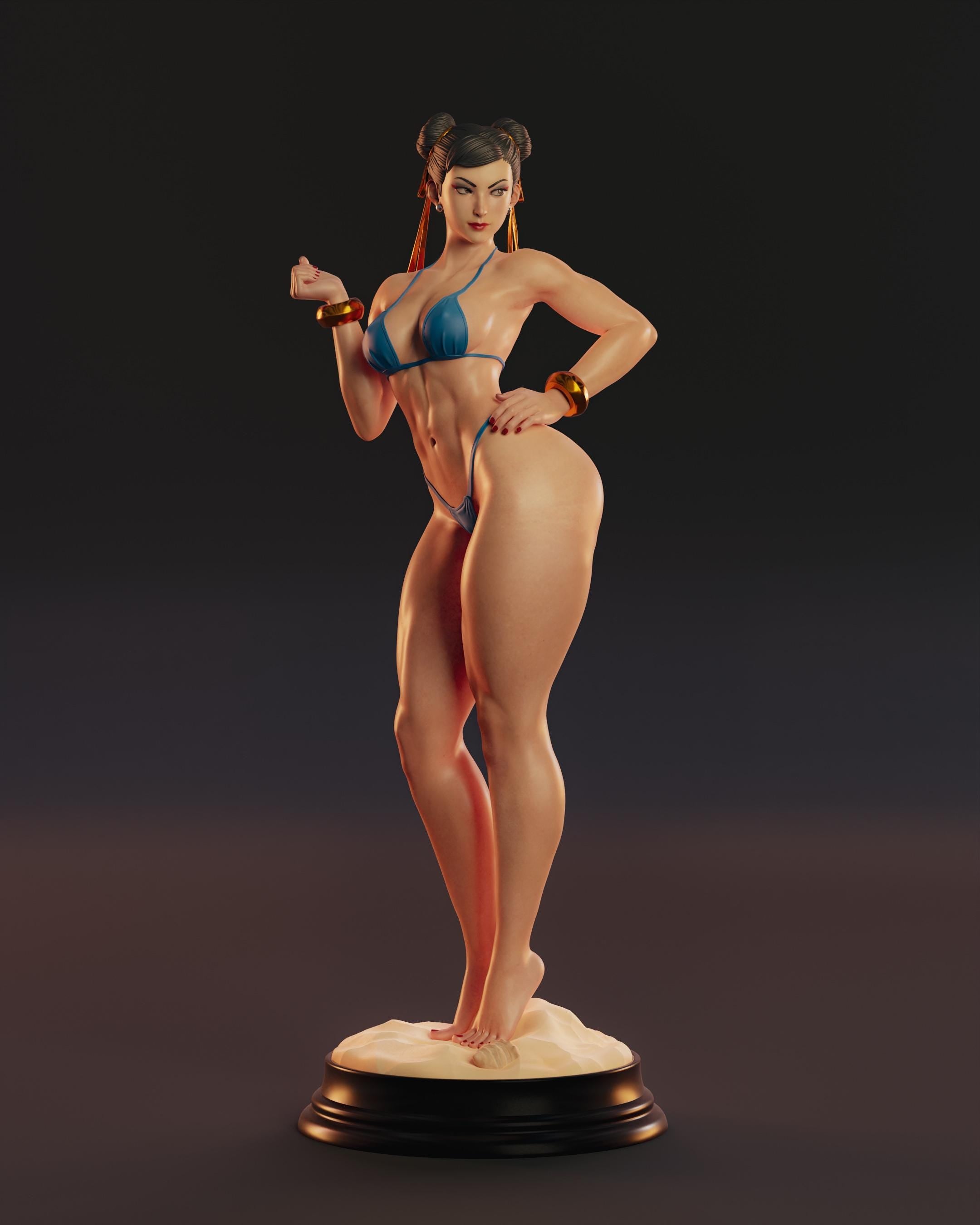 Painted Custom Figurine – Martial Arts Champion Bikini Pose • 1/6 Scale or 1/4