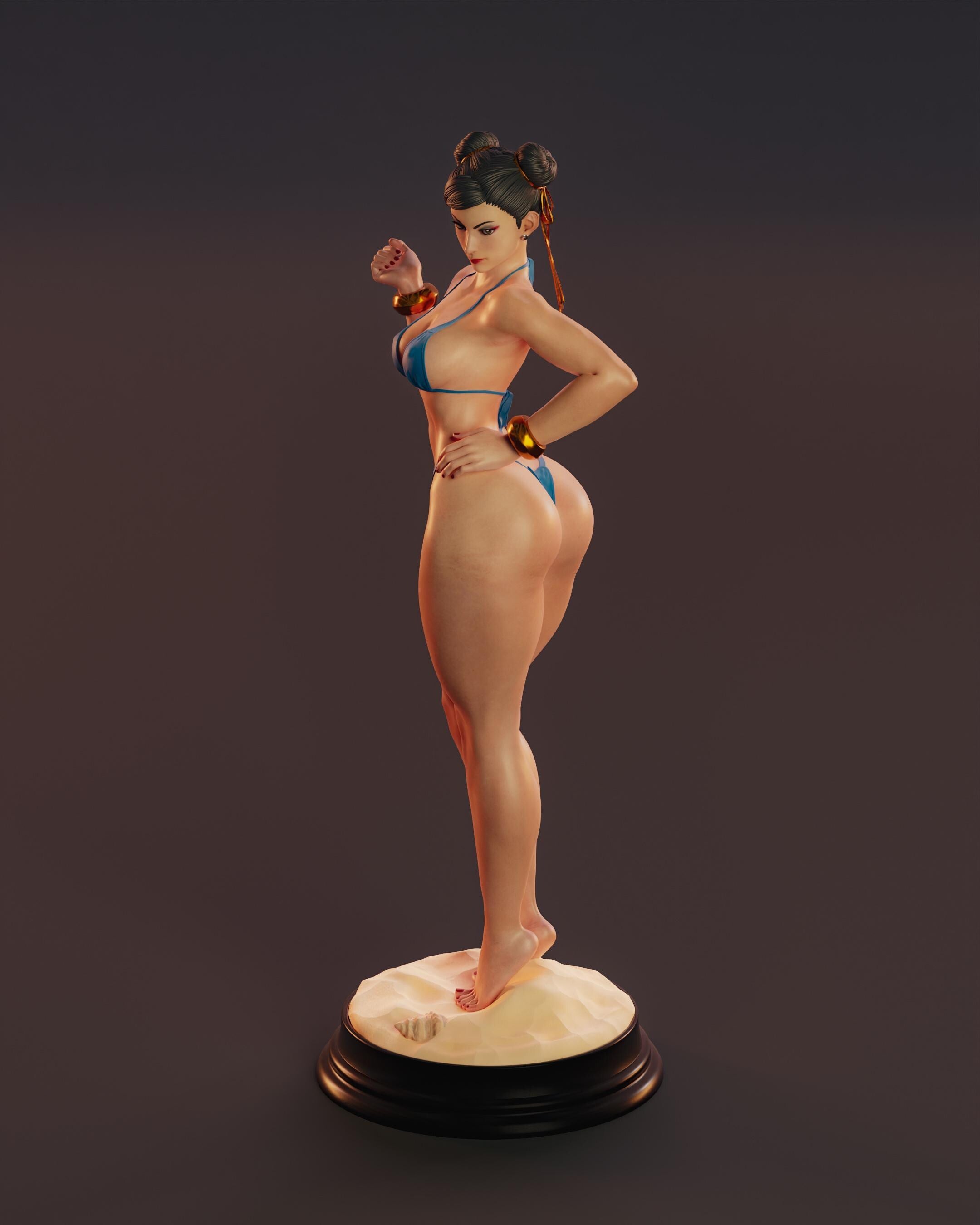Painted Custom Figurine – Martial Arts Champion Bikini Pose • 1/6 Scale or 1/4