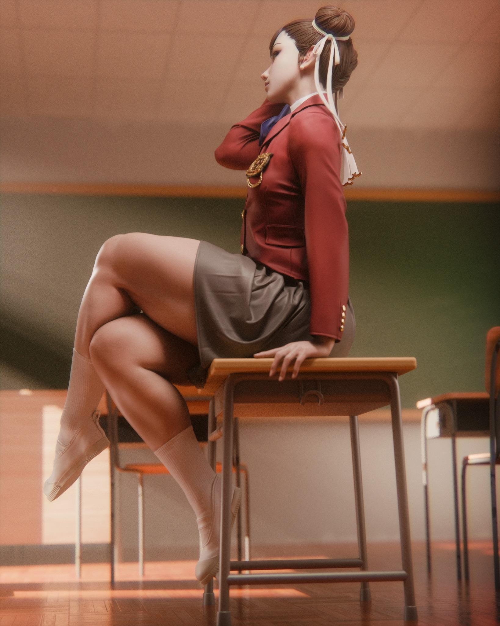 Classroom Warrior school girl Custom Figurine • 1/6 Scale or 1/4