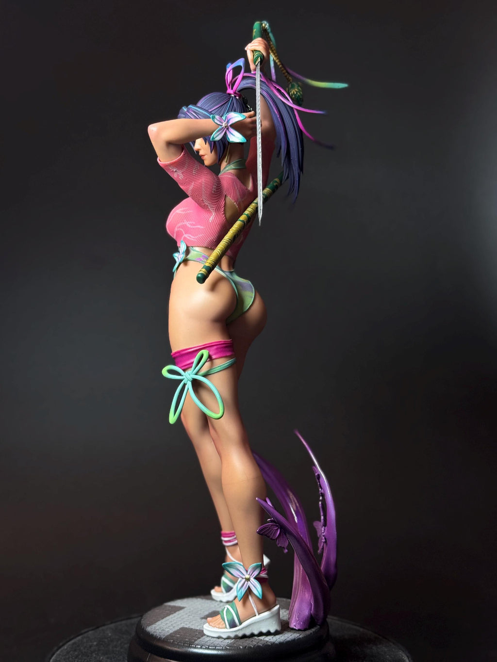 Custom Painted Samurai Butterfly Figurine – 1/4 Scale Statue with Katana sword