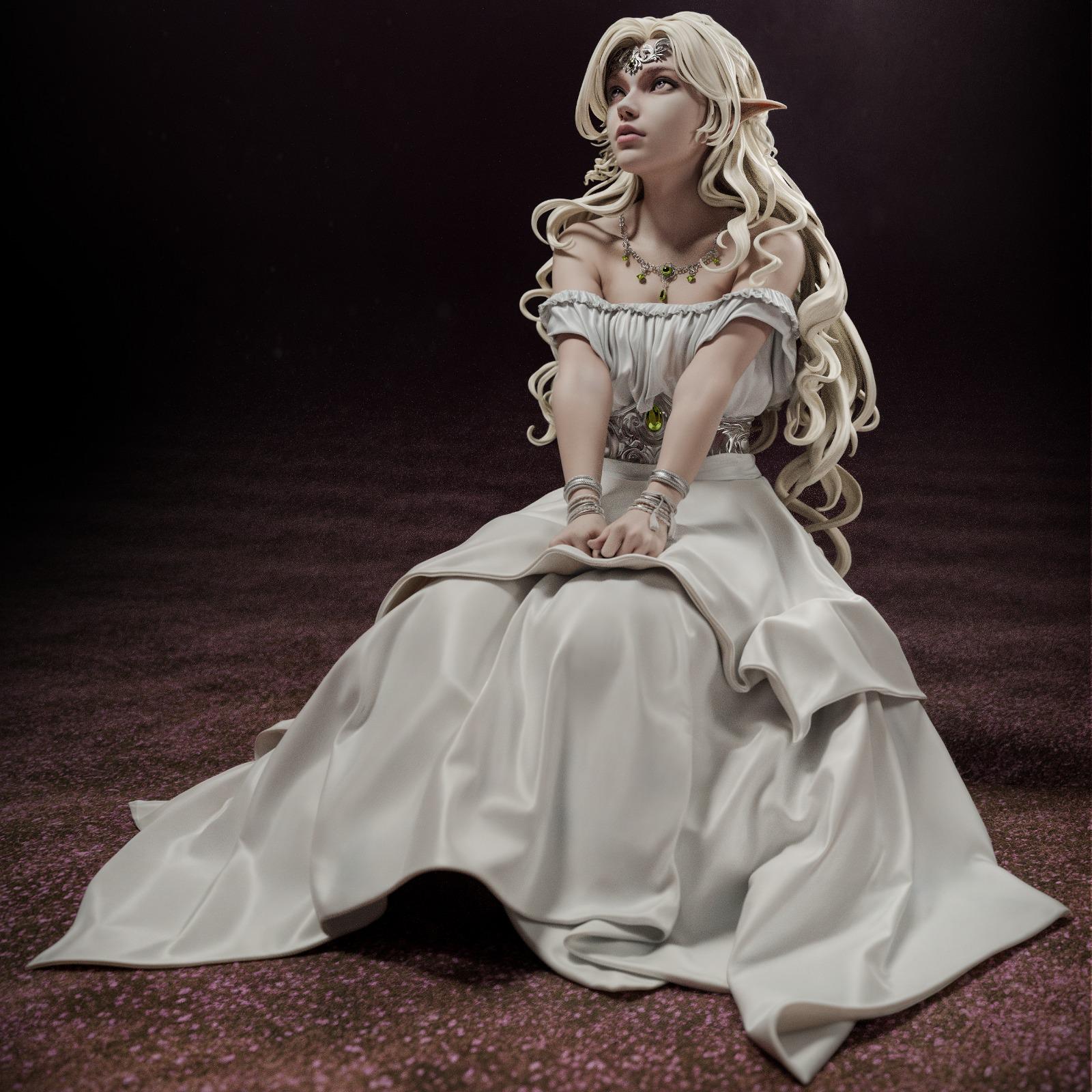 Painted Custom Figurine – Moonlit Elven Maiden • 1/6 Scale Collectible Statue