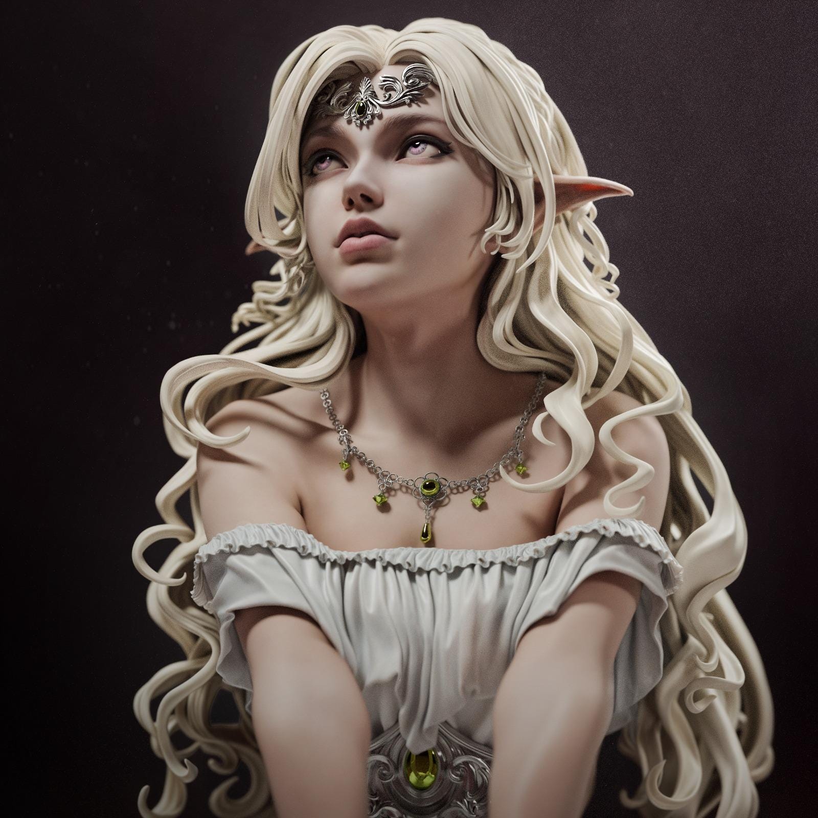 Painted Custom Figurine – Moonlit Elven Maiden • 1/6 Scale Collectible Statue