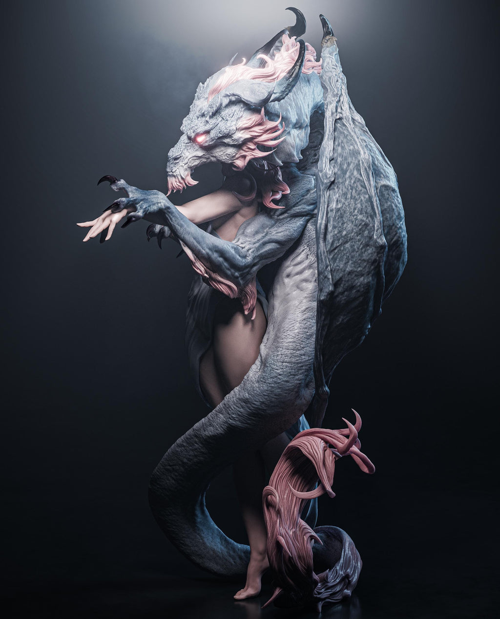 Dragon Lady Painted Custom Figurine – Dragonbound Sorceress Statue • 1/6 Scale or 1/4