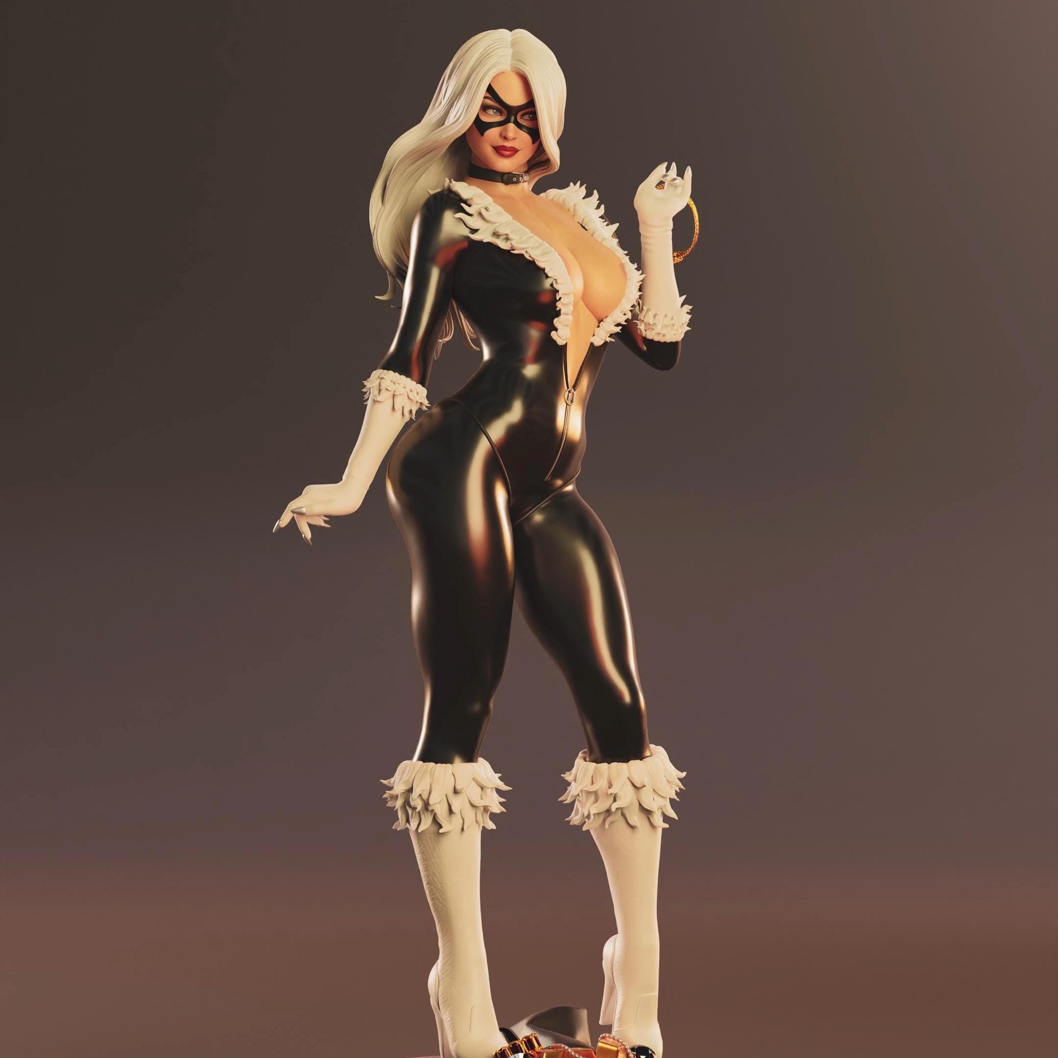 Custom Cat Thief Woman Figurine – 1/6 Scale Hand Painted Statue with Jewelry Base