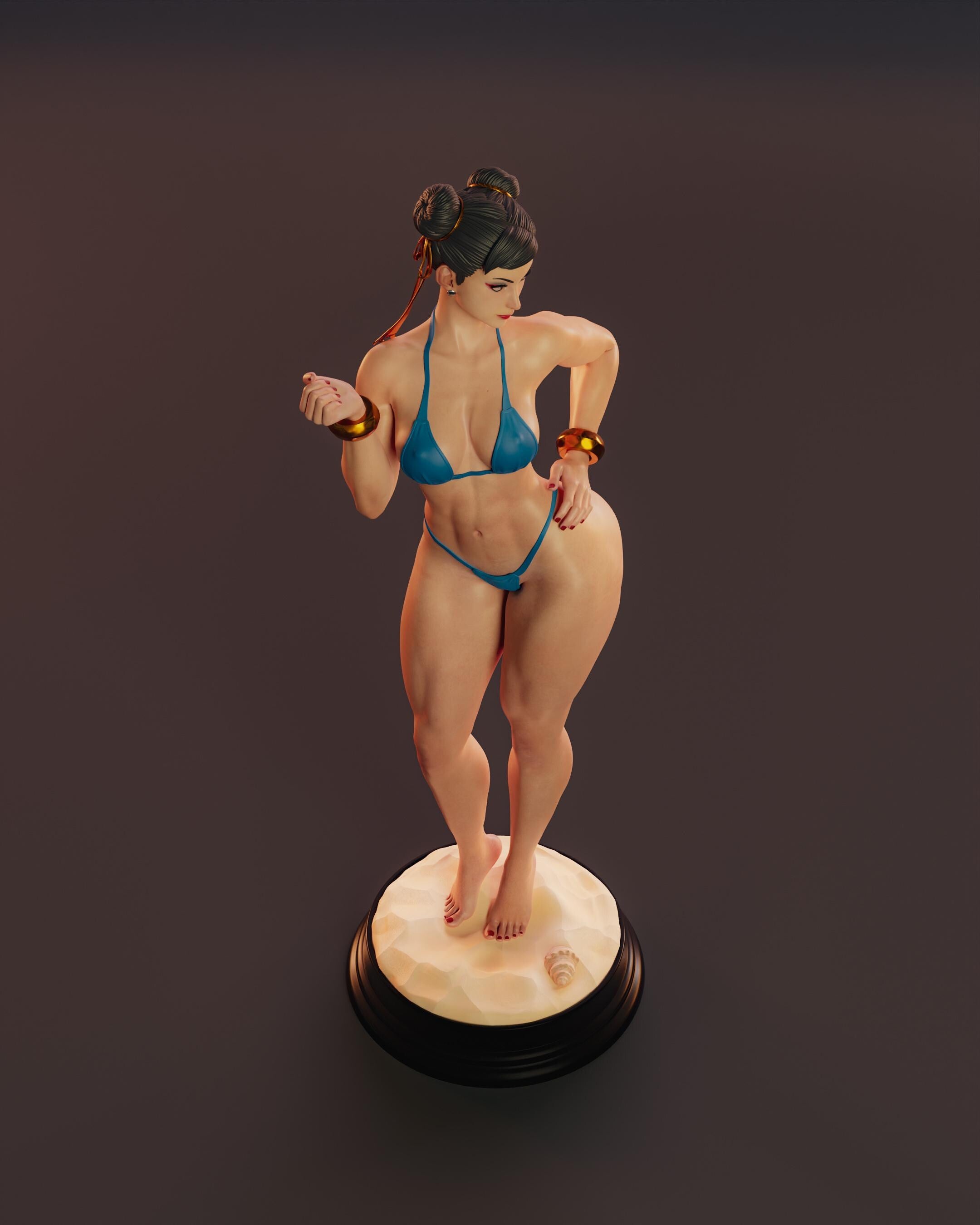 Painted Custom Figurine – Martial Arts Champion Bikini Pose • 1/6 Scale or 1/4