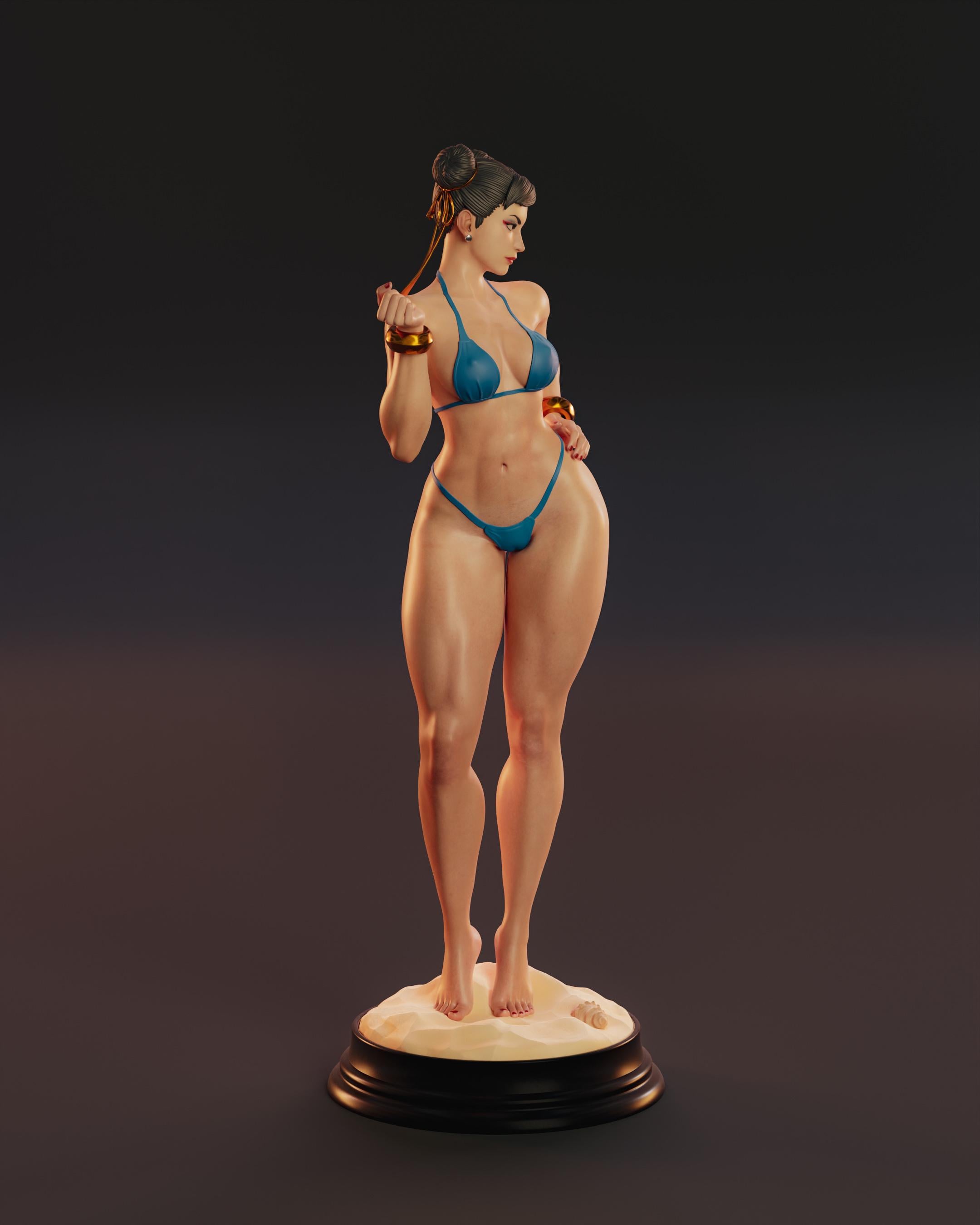 Painted Custom Figurine – Martial Arts Champion Bikini Pose • 1/6 Scale or 1/4