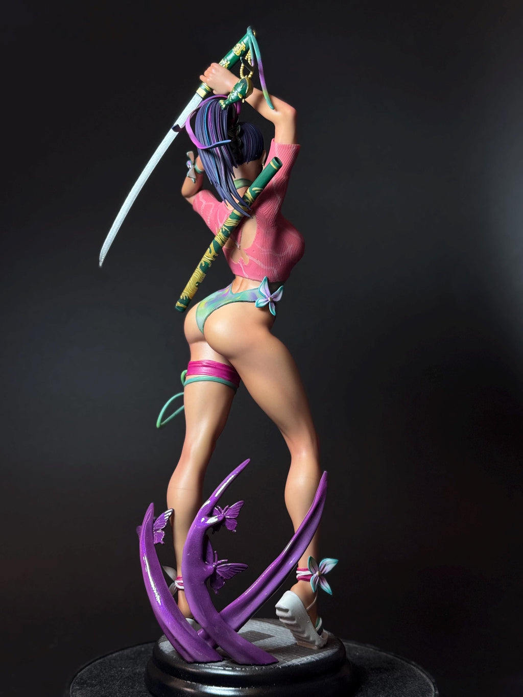 Custom Painted Samurai Butterfly Figurine – 1/4 Scale Statue with Katana sword