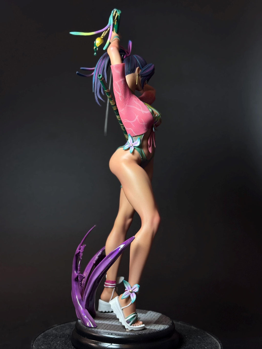 Custom Painted Samurai Butterfly Figurine – 1/4 Scale Statue with Katana sword