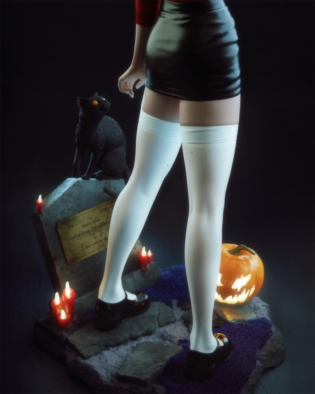 Dark Pin-Up Witch Girl – Hand Painted 1/6 Scale Custom Figurine