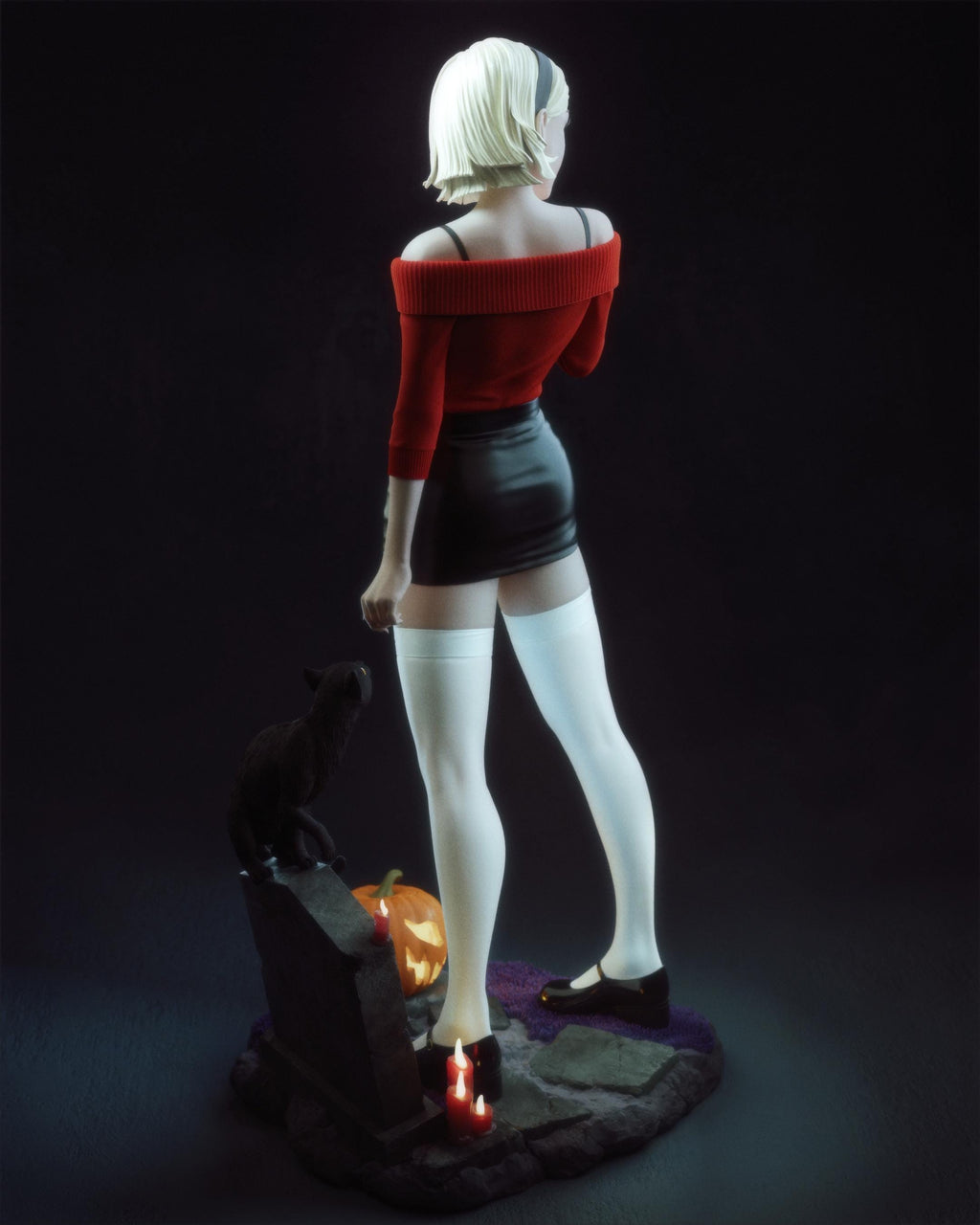 Dark Pin-Up Witch Girl – Hand Painted 1/6 Scale Custom Figurine