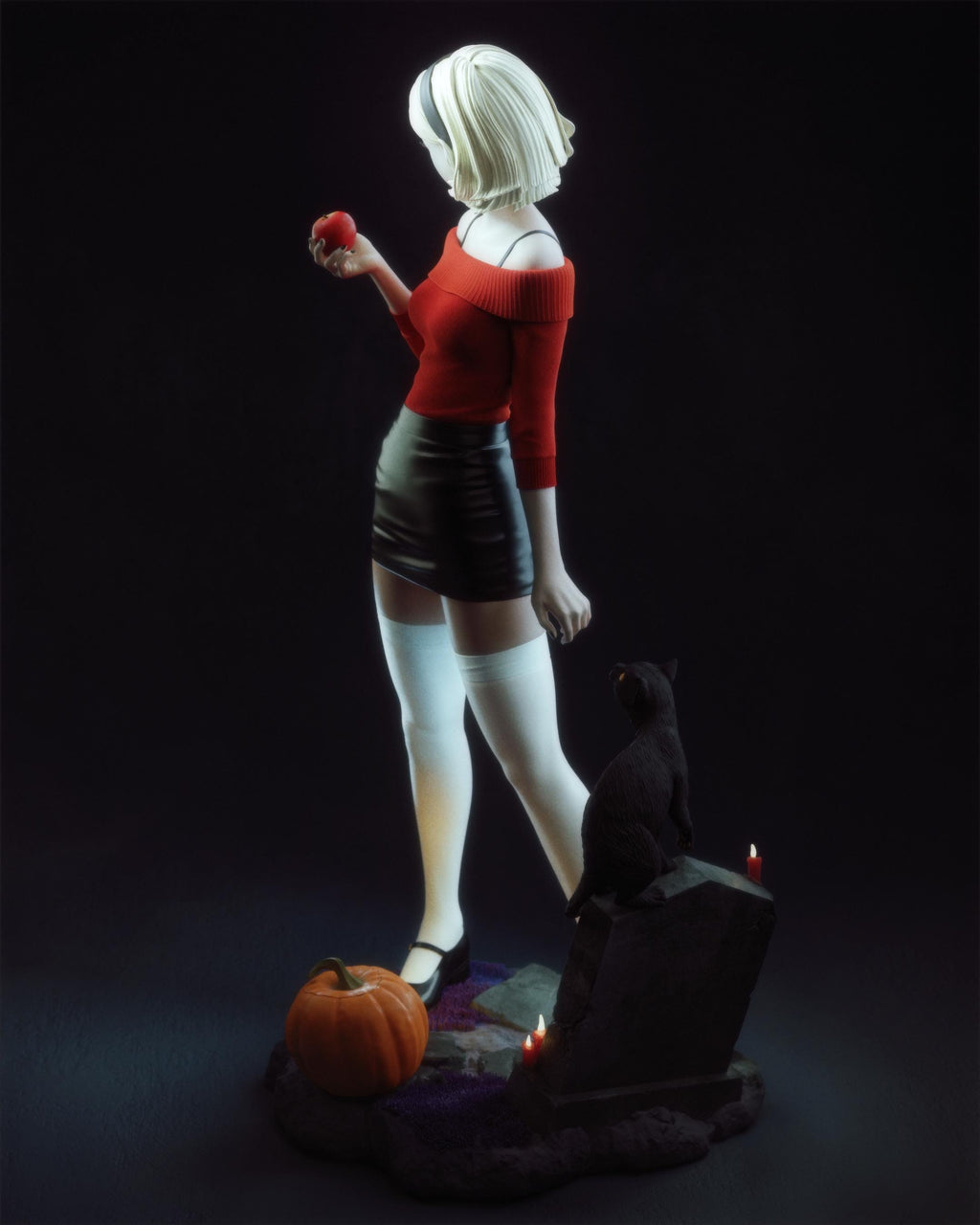 Dark Pin-Up Witch Girl – Hand Painted 1/6 Scale Custom Figurine