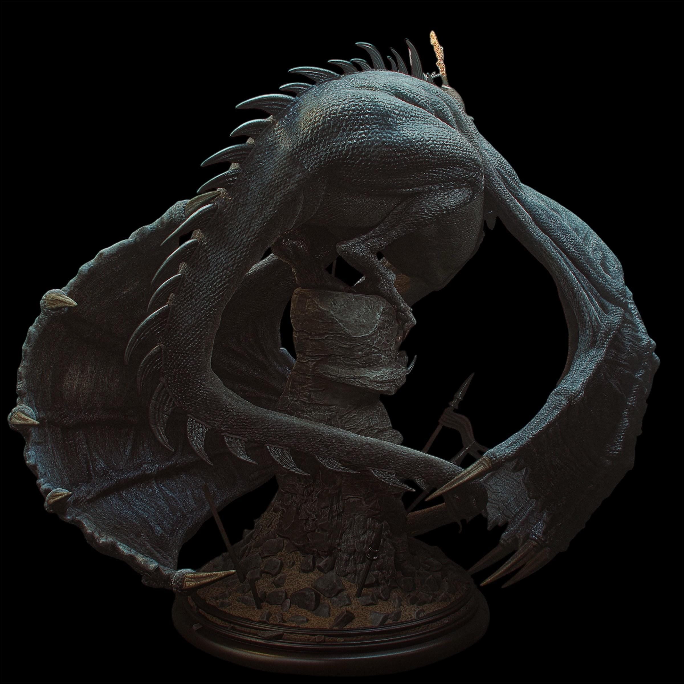 Dark Winged Warlord on Shadow Beast – Hand Painted