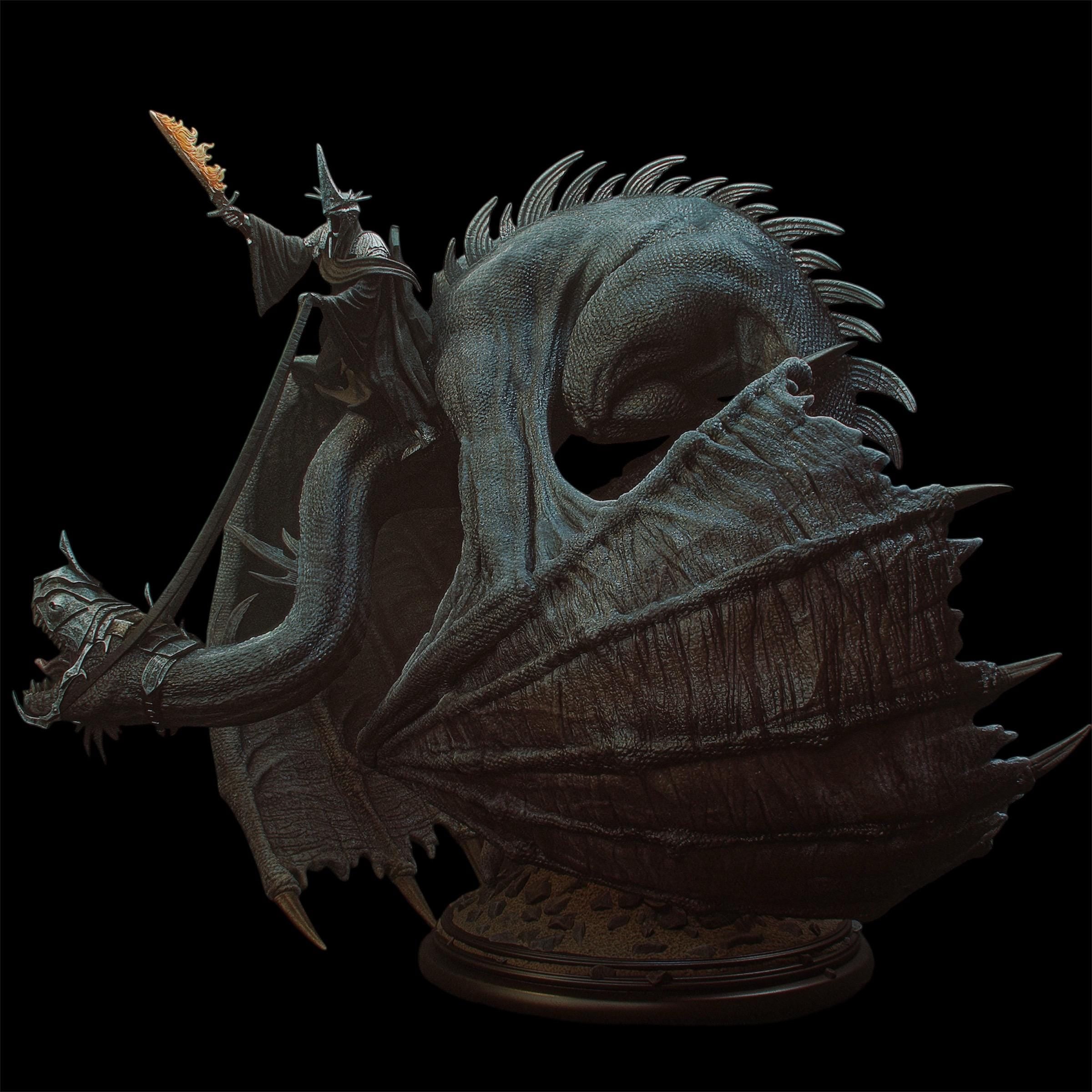 Dark Winged Warlord on Shadow Beast – Hand Painted