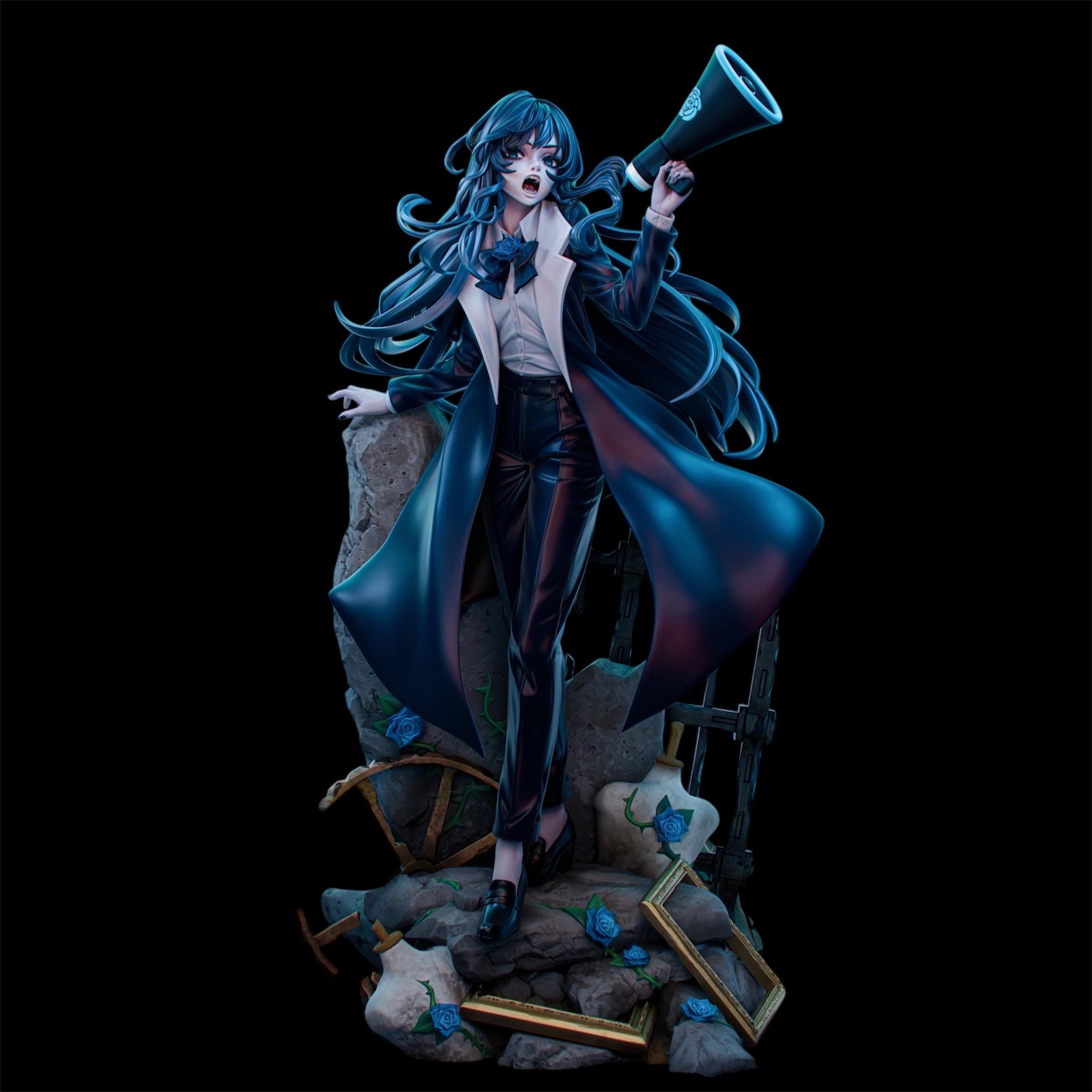Avocado-chan – Dark Rebel Custom Figurine | Hand-Painted Statue 1:8 / 25cm