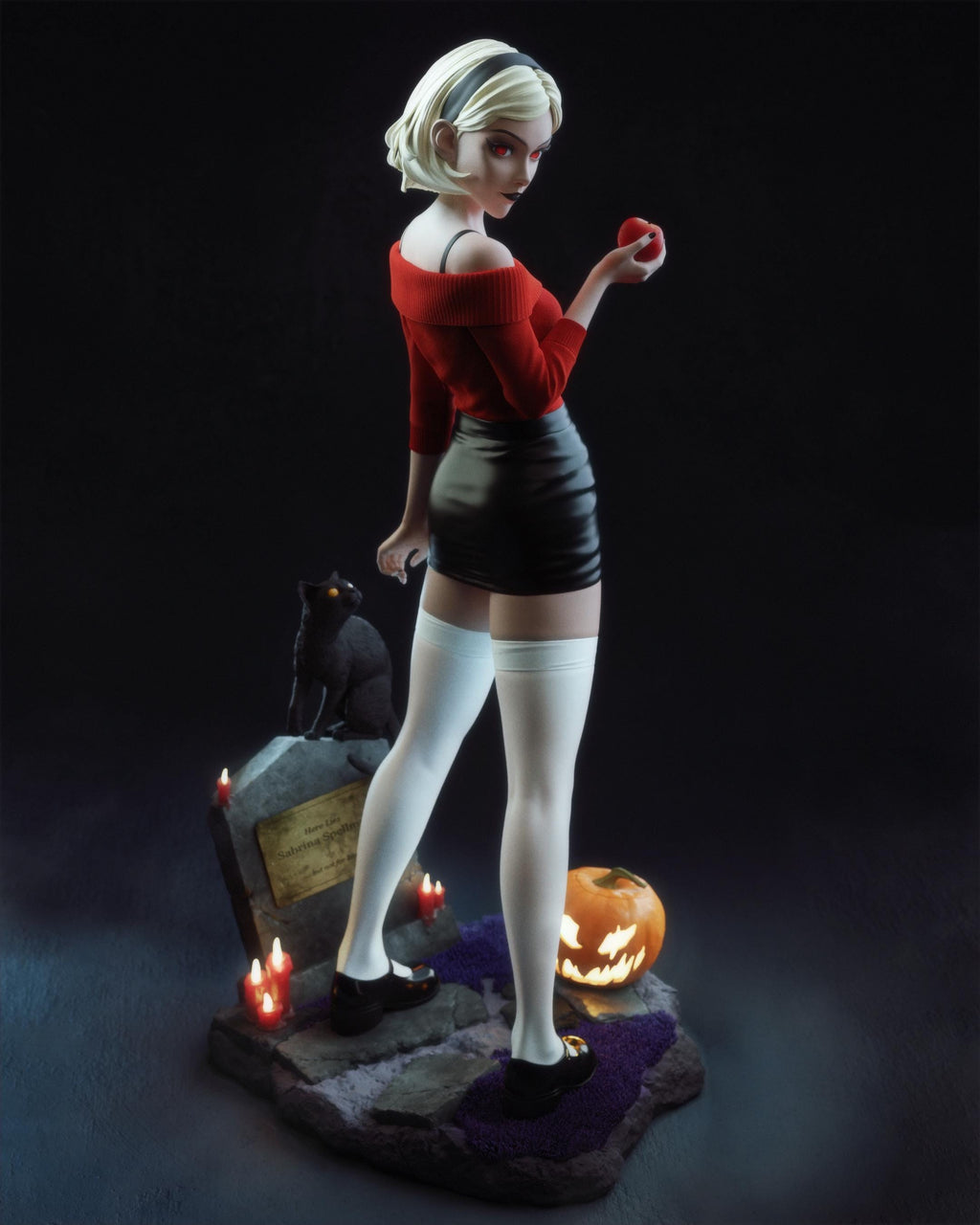 Dark Pin-Up Witch Girl – Hand Painted 1/6 Scale Custom Figurine