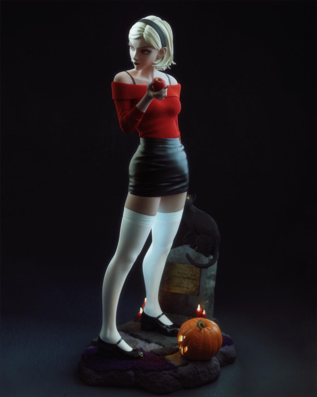 Dark Pin-Up Witch Girl – Hand Painted 1/6 Scale Custom Figurine