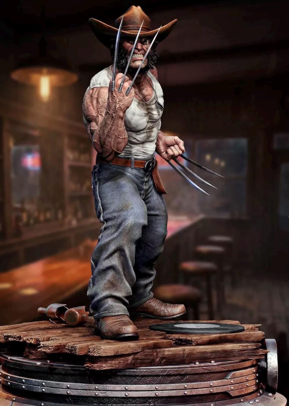 Custom Mutant Cowboy Warrior Statue – 1/6 Scale – Hand Painted Figurine