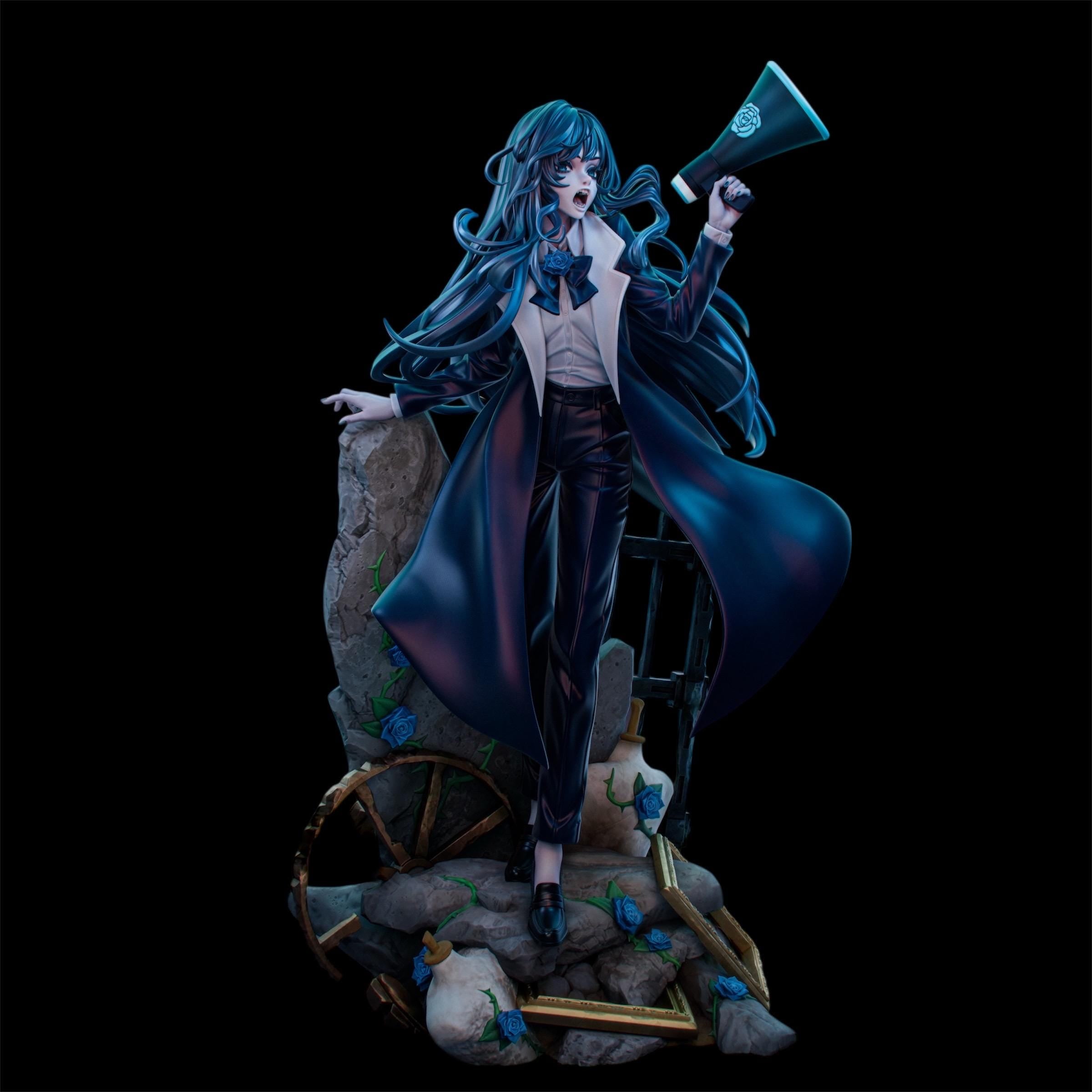 Avocado-chan – Dark Rebel Custom Figurine | Hand-Painted Statue 1:8 / 25cm