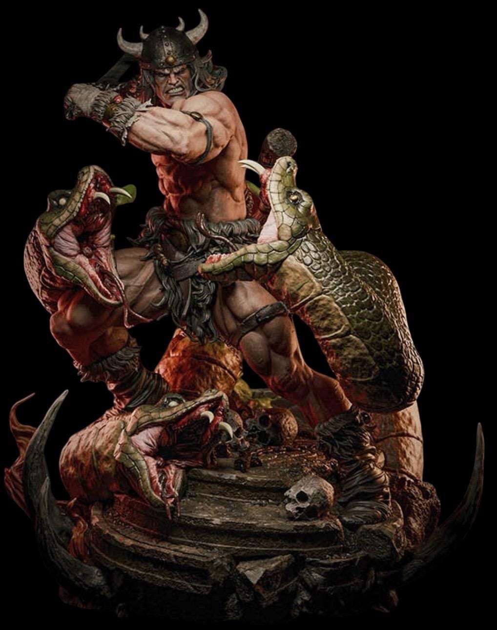 Savage Barbarian Warrior Statue – Hand-Painted Figurine 1/6 Diorama